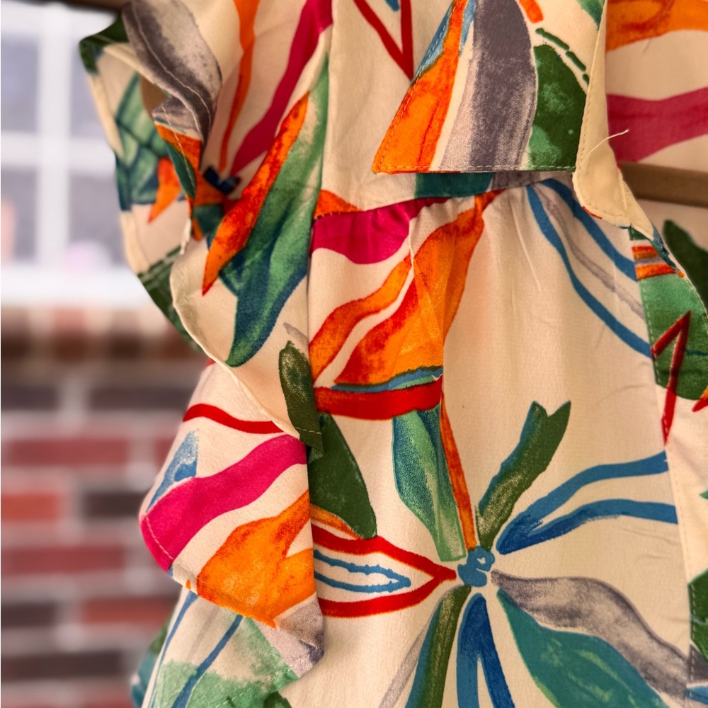 Umgee White Multicolor Floral Tiered Midi Dress - Picture 4 of 10